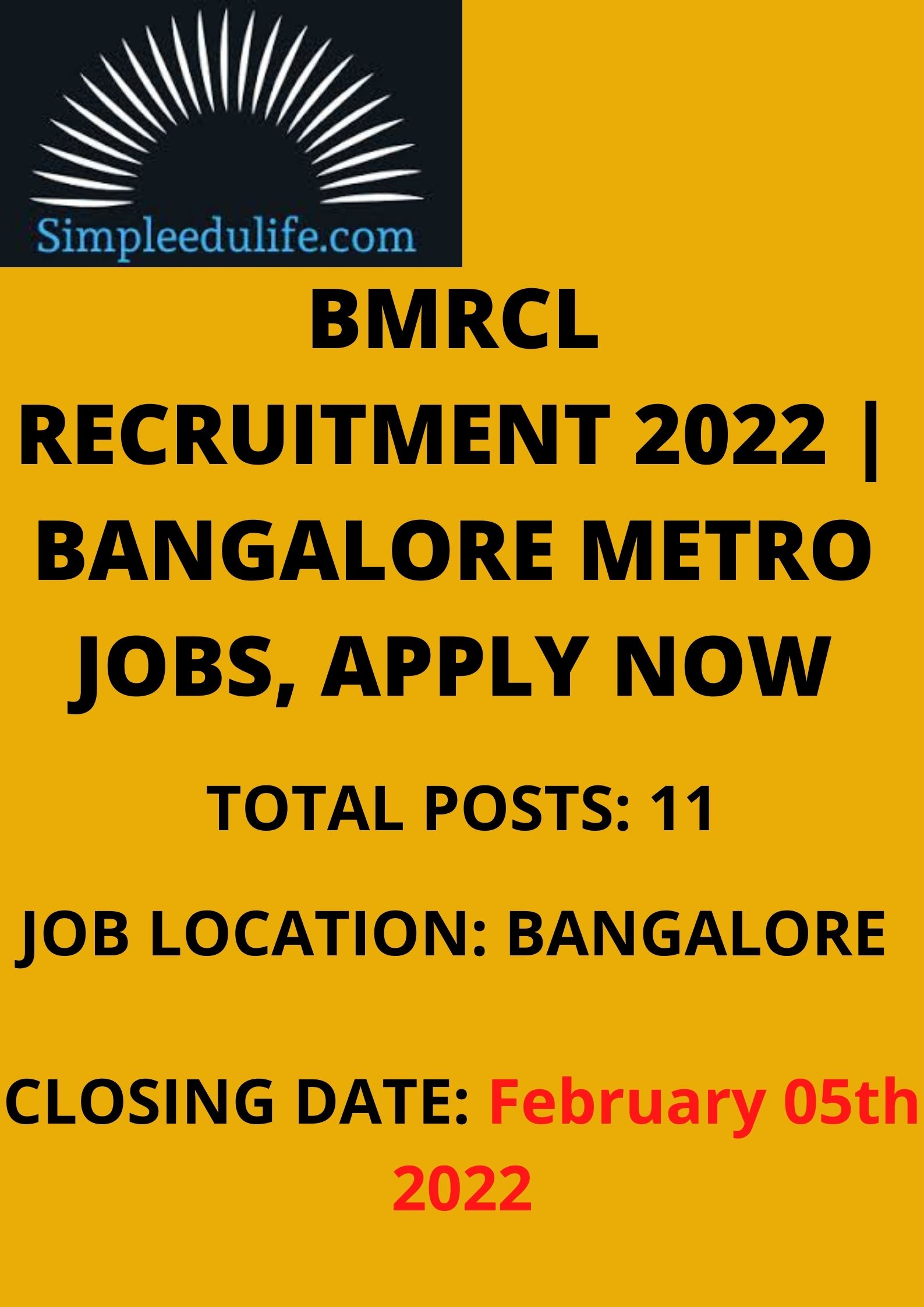 Bmrcl Jobs In Bangalore